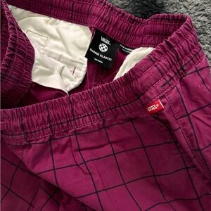 Vans baggy pink/purple drawstring skate pants throwback 90’s retro plaid stripes